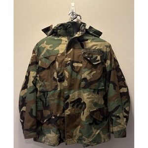 Vintage US Army Coat Mens Medium Short Camo Jacket Field Cold‎ Weather 90s M-65